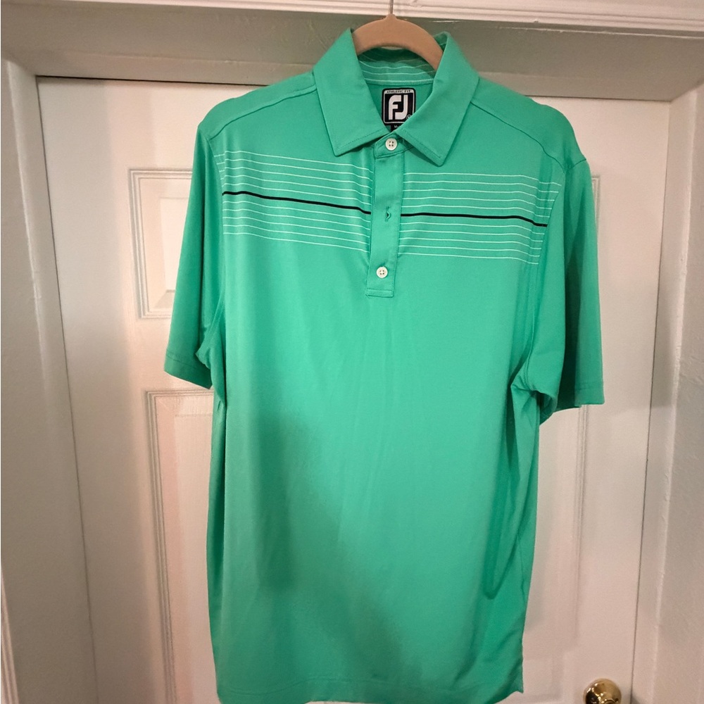 FootJoy Men's Green Polo with Stripes